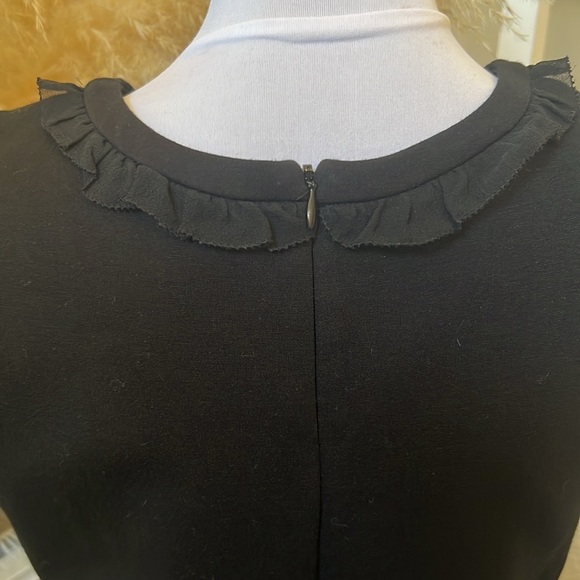 J. Crew Sheath Dress Ruffle Sleeveless Career Party Rayon Black Size 10 - Picture 5 of 7